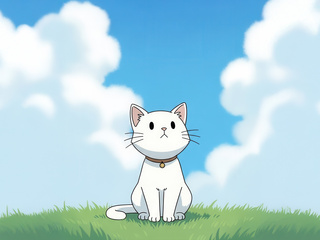cute white kitten sitting grass zm 320x240