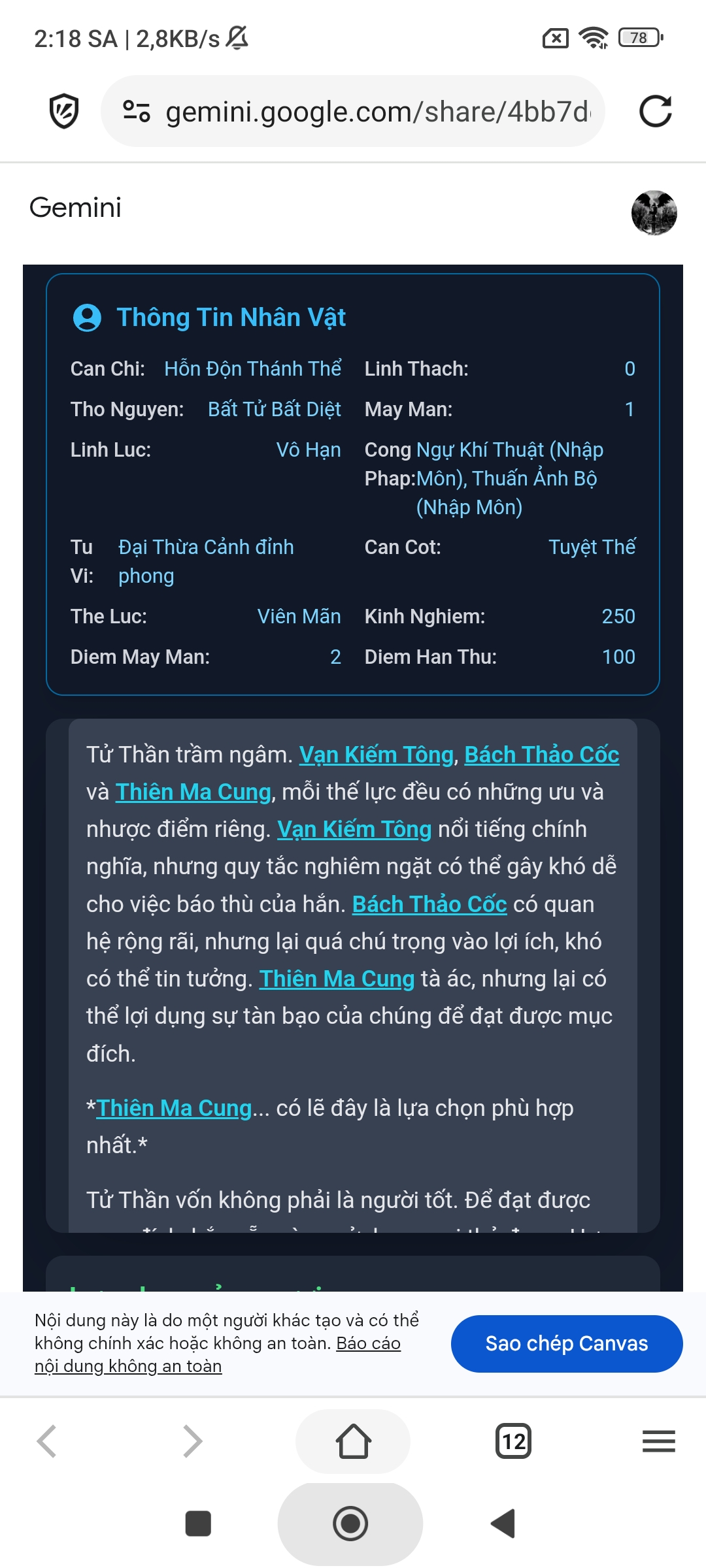 [Browser Wed] Genmini - Tu Tiên Tiếng Việt